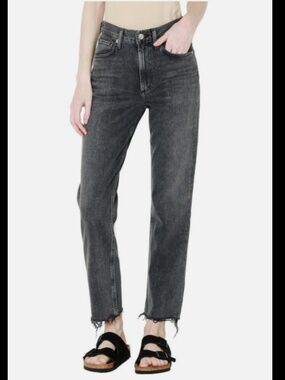 Citizens of Humanity Daphne Crop Raw Cuff 100% Cotton Denim Jeans Grey Size 24